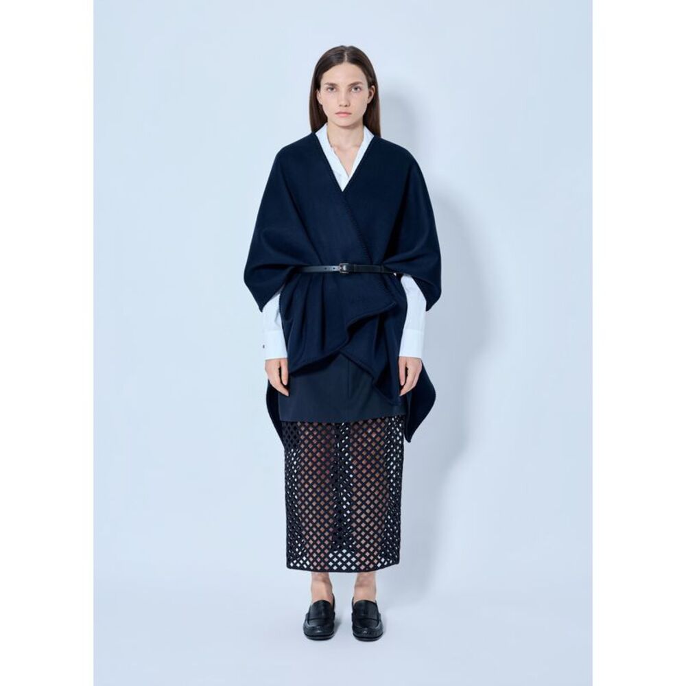 Max Mara Women Belted Wrap Poncho With Cut-Out Skirt
